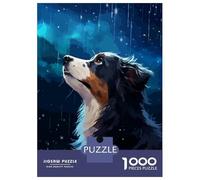 Puzzle pour Adolescents 1000 Pièces Border Collie Rain Pixel Puzzle Relax Games Décoration Murale Est Idéal comme Cadeau 52x38cm/1000pcs