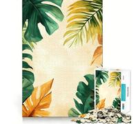 Puzzle pour Adolescents 1000 pièces Bordure de Feuilles Tropicales Décoration découpée avec précision Jouet créatif et Amusant Jeu de Paix Pièce Artistique de Noël (50x75cm)