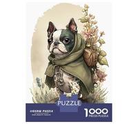 Puzzle pour Adolescents 1000 Pièces Boston Terrier Dog Cute Puzzles pour Adolescents Jeux Relaxants Cadeaux pour Femmes pour Anniversaire, Noël 38x26cm/1000pcs