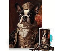 Puzzle pour Adolescents 1000 pièces Boston Terrier Renaissance Noble Premium Edge Art,Jeu de Concentration,Divertissement pour Les Moments de détente,Cadeau Artistique de Noël (38x26cm)