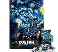 Puzzle pour Adolescents 1000 pièces Boston USA Nuit étoilée Art Puzzles pour Adolescents à Faire soi-même Jouets de décoration intérieure Offre spéciale comme Cadeaux pour Toute la Famille (38x52cm)