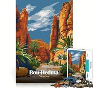 Puzzle pour Adolescents 1000 pièces BOU-Hedma Tunisie Poster de Voyage Assemblage Lisse Jeu Amusant et Stimulant pour Le Cerveau Cadeau de Noël et de Loisirs (38x52cm)