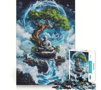 Puzzle pour Adolescents 1000 pièces Bouddha Méditation Bords impeccables Jeu de réflexion Amusant Cadeau Moments de détente Décoration Murale de Noël (38x52cm)