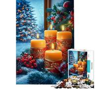 Puzzle pour Adolescents 1000 pièces Bougies de Noël ﹨u Puzzles pour Adolescents Evergreen Jeu Manuel Décoration Murale Difficile et Stimulant (Dimensions 38x26cm)