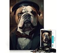 Puzzle pour Adolescents 1000 pièces Bouledogue Gangster Décoration découpée soignée Jouet créatif et Amusant Jeu de Paix Pièce Artistique de Noël (50x75cm)