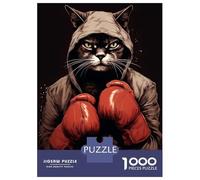Puzzle pour Adolescents 1000 Pièces Boxing Cat with Gloves Puzzles pour Adultes Jeux De Détente Découpe De Précision Offre Spéciale pour Toute La Famille 70x50cm/1000pcs