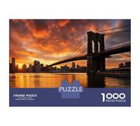 Puzzle pour Adolescents 1000 Pièces Brooklyn Bridge Sunset Puzzle pour Adultes Jeu De Réflexion Décoration Murale Cadeau Anti-Stress 70x50cm/1000pcs