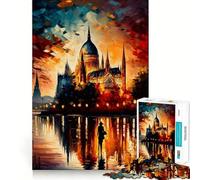 Puzzle pour Adolescents 1000 pièces Budapest en Couleur Découpe serrée Amusant Résolution de problèmes Détente Décoration de Noël (38x26cm)