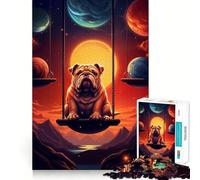 Puzzle pour Adolescents 1000 pièces Bulldog Aventure Cosmique Bords impeccables Jeu de réflexion Amusant Cadeau Moments de détente Décoration Murale de Noël (38x26cm)
