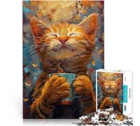 Puzzle pour Adolescents 1000 pièces Café Chat Souriant Séjour Anti-Stress pour Tuer Le Temps Idées Cadeaux 38x26cm