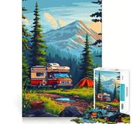 Puzzle pour Adolescents 1000 pièces Camping Alaska Pixel Art Découpe de qualité supérieure Jeu Amusant et Intelligent Cadeau Facile à Jouer Pièce d'art de Noël (50x75cm)
