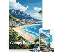 Puzzle pour Adolescents 1000 pièces Camps Bay Beach,Afrique du Sud Décoration découpée soignée Jouet créatif et Amusant Jeu de Paix Pièce Artistique de Noël (38x26cm)