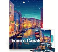 Puzzle pour Adolescents 1000 pièces Canaux de Venise Italie de Nuit Bords impeccables Jeu de réflexion Amusant Cadeau pour des Moments de détente et de Divertissement décoration Murale de Noël