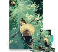 Puzzle pour Adolescents 1000 pièces Canoë sur eaux tranquilles Découpe serrée Jeu de réflexion créatif et Amusant Détente Cadeau Artistique de Noël (38x26cm)