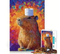 Puzzle pour Adolescents 1000 pièces Capybara avec Papier Toilette en Guise de Couverture Découpe serrée Jeu de réflexion Amusant et créatif Détente et Divertissement Cadeau Artistique de Noël 50x75cm