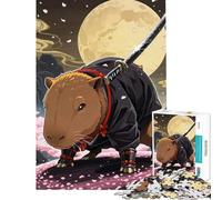 Puzzle pour Adolescents 1000 pièces Capybara Samouraï avec Katana Jeu Impossible pour Un Jeu éducatif et Stimulant Jouet Amusant pour Les Couples (Dimensions 38x26cm)