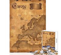 Puzzle pour Adolescents 1000 pièces Carte Ancienne de l'europe Jeu Impossible pour Passer Le Temps Pendant Les Vacances à la Maison Jouet éducatif Difficile et Stimulant (75x50cm)