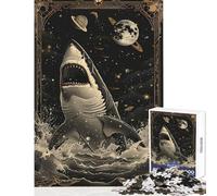 Puzzle pour Adolescents 1000 pièces Carte de Tarot Requin Blanc Jouet éducatif Cadeau d'anniversaire Jeu Impossible Renforce l'amour Entre Les Couples (Dimensions 38x26cm)