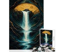 Puzzle pour Adolescents 1000 pièces Cascade dans Un Cercle doré Jeu Manuel Difficile Jouet Anti-Stress Améliore l'amour Entre Les Couples (75x50cm)