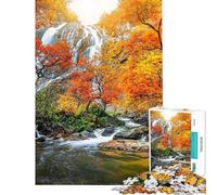 Puzzle pour Adolescents 1000 pièces Cascade d'automne Motif à Assembler Chaque pièce est Unique Cadeau d'anniversaire ou Autre Cadeau Unique (Dimensions 38x52cm)