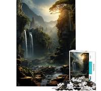 Puzzle pour Adolescents 1000 pièces Cascade en forêt Nature Jeu éducatif et Apprentissage Jeu éducatif Décoration Parfaite Cadeau d'anniversaire (Dimensions 50x75cm)