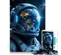 Puzzle pour Adolescents 1000 pièces Casque d'astronaute Reflétant la Terre Articulations Lisses Activité cérébrale Amusante Jeu Relaxant Cadeau de Noël et de Loisirs (38x26cm)
