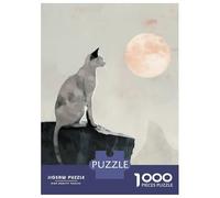 Puzzle pour Adolescents 1000 Pièces Cat and Moon Digital Painting Puzzles pour Adolescents Jeux Relaxants Cadeaux pour Femmes pour Anniversaire, Noël 70x50cm/1000pcs