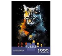 Puzzle pour Adolescents 1000 Pièces Cat Chess Painting Puzzle Relax Games Décoration Murale Est Idéal comme Cadeau 52x38cm/1000pcs