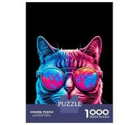 Puzzle pour Adolescents 1000 Pièces Cat Neon Puzzles pour Adultes Jeu Manuel Améliore La Mémoire Interaction Parent-Enfant 38x26cm/1000pcs