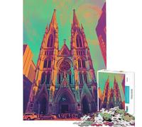 Puzzle pour Adolescents 1000 pièces Cathédrale Saint-Patrick New York Puzzle Adulte Casse-tête Jeu Cadeau pour Femmes Activités Amusantes à la Maison (Dimensions 38x52cm)