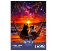 Puzzle pour Adolescents 1000 Pièces Cats in Hammock at Sunset Puzzles pour Adultes Activités Familiales Interaction Parent-Enfant Jeu Au Design Élégant 38x26cm/1000pcs