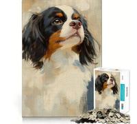 Puzzle pour Adolescents 1000 pièces Cavalier King Charles Span Jeu d'articulation serrée Jeu cognitif Jouet Facile à Utiliser et Amusant Décoration de Noël Cadeau (50x75cm)