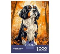 Puzzle pour Adolescents 1000 Pièces Cavalier King Charles Spaniel in Autumn Leaves Puzzles pour Adolescents Jeux Relaxants Cadeaux pour Femmes pour Anniversaire, Noël 38x26cm/1000pcs