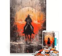 Puzzle pour Adolescents 1000 pièces Cavalier Solitaire Jeu Familial activités Amusantes à la Maison Cadeau d'anniversaire Cadeau de Voyage 50x75cm