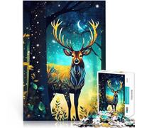 Puzzle pour Adolescents 1000 pièces Cerf de réalisme Magique Jouets de Divertissement Familial Une œuvre d'art 52x38cm
