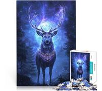 Puzzle pour Adolescents 1000 pièces Cerf Mystique sous Un Ciel étoilé Jeu Pratique avec des pièces de Formes aléatoires entièrement imbriquées 38x26cm