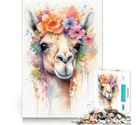 Puzzle pour Adolescents 1000 pièces Chameau Aquarelle Découpe soignée Décoration Jouet créatif et Amusant Jeu de Paix Pièce Artistique de Noël (38x52cm)