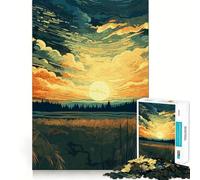 Puzzle pour Adolescents 1000 pièces Champ de Cultures Calme Coucher de Soleil Bords impeccables Jeu de réflexion Amusant Cadeau Moments de détente et de Plaisir Décoration Murale de Noël (38x26cm)