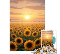 Puzzle pour Adolescents 1000 pièces Champ de tournesols au Coucher du Soleil Jeu de réflexion et Jouet éducatif Cadeau d'anniversaire Difficile (Dimensions 38x26m)