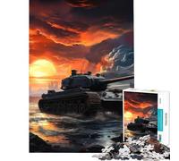 Puzzle pour Adolescents 1000 pièces Char d'assaut Tiger Panzer Jeu de réflexion et d'action Jouet éducatif Cadeau d'anniversaire Difficile (Taille 38x52cm)