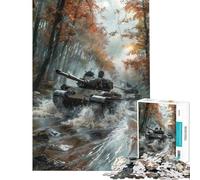 Puzzle pour Adolescents 1000 pièces Chars traversant Une rivière Puzzle à Monter soi-même Jouet Cadeau d'anniversaire et Cadeaux Uniques (Dimensions 38x52cm)