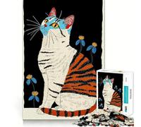Puzzle pour Adolescents 1000 pièces Chat à Rayures de Tigre Jeu aux Bords Nets Résolution de problèmes Amusant Jeu de Relaxation Cadeau d'anniversaire Activité Artistique (38x52cm)