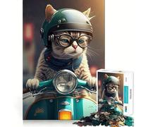 Puzzle pour Adolescents 1000 pièces Chat Animal Mignon Décoration découpée soignée Jouet créatif et Amusant Jeu de Paix Pièce d'art de Noël (38x26cm)