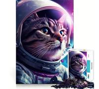 Puzzle pour Adolescents 1000 pièces Chat Astronaute Cyberpunk Pièces emboîtables Jeu de logique Amusant et Silencieux Activité Artistique pour Anniversaire (50x75cm)