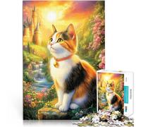 Puzzle pour Adolescents 1000 pièces Chat Calico dans Un Monde Fantastique Jouets de Jeu est idéal comme Cadeau pour Toute la Famille 38x26cm