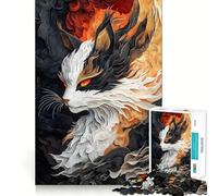Puzzle pour Adolescents 1000 pièces Chat Calico dans Un Style Abstrait Découpe serrée Jeu de réflexion Amusant et créatif Détente Cadeau Artistique de Noël (38x52cm)