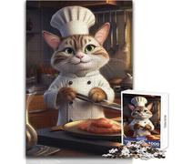 Puzzle pour Adolescents 1000 pièces - Chat Chef Cuisinier - Design élégant pour Un Anniversaire - Dimensions : 38x52cm