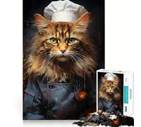 Puzzle pour Adolescents 1000 pièces Chat Cuisine Peinture Découpe serrée Amusant Résolution de problèmes Détente Décoration de Noël (38x26cm)