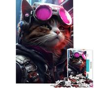 Puzzle pour Adolescents 1000 pièces Chat Cyberpunk Jeu Manuel pour Un défi éducatif Un pour développer l'analyse et la logique (Dimensions 50x75cm)