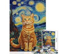 Puzzle pour Adolescents 1000 pièces Chat dans Une Nuit étoilée Puzzle pour Adultes Jouet à Monter soi-même Décoration Parfaite Offre spéciale comme Cadeau pour Toute la Famille (Dimensions 38x26cm)